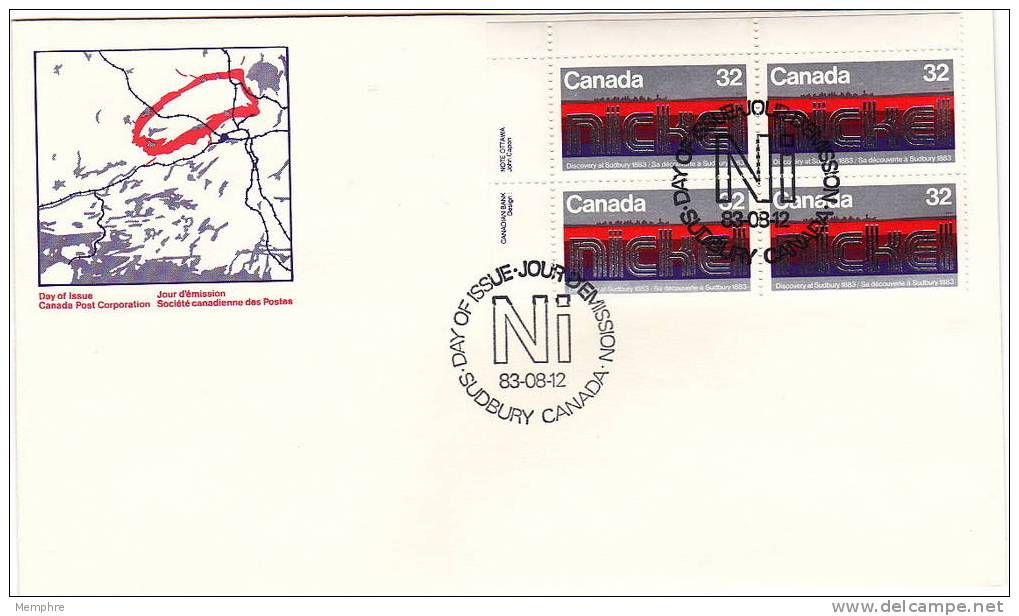 1983  Nickel  Scott  996  Y&T 854 Bloc De 4 Avec Inscription - 1981-1990