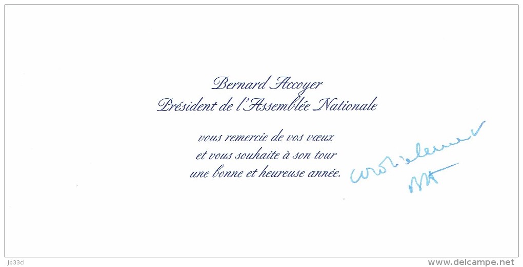 Les Voeux 2009 De Bernard Accoyer Président De L'Assemblée Nationale (France) - Hommes Politiques & Militaires