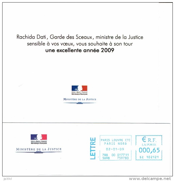 Les Voeux 2009 De Rachida Dati, Ministre De La Justice (France) - Hommes Politiques & Militaires