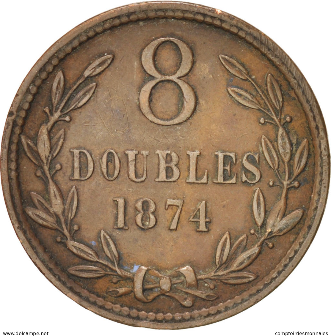 Monnaie, Guernsey, 8 Doubles, 1874, Birmingham, TTB, Bronze, KM:7 - Guernsey