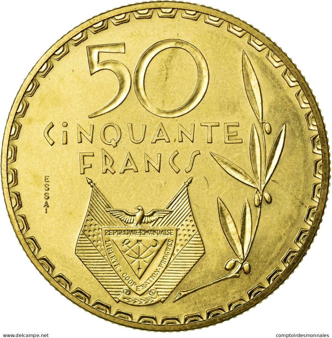 Monnaie, Rwanda, 50 Francs, 1977, FDC, Laiton, KM:E7 - Rwanda