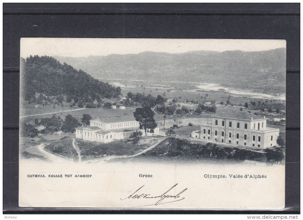 Jeux Olympiques - Grèce - Carte Postale De 1909 - Oblitération Pyrgos - Exp Vers La Belgique - Fontaine L'Evèque - Briefe U. Dokumente