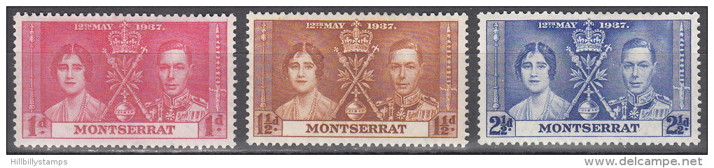 Montserrat   Scott No. 89-91    Unused Hinged      Year  1937 - Montserrat