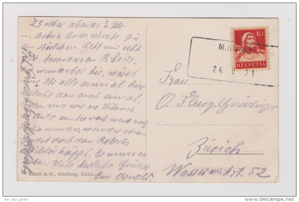Heimat TI Minusio 1921-05-24 Aushilfsstempel Auf AK Neue Verwendung - Lettres & Documents