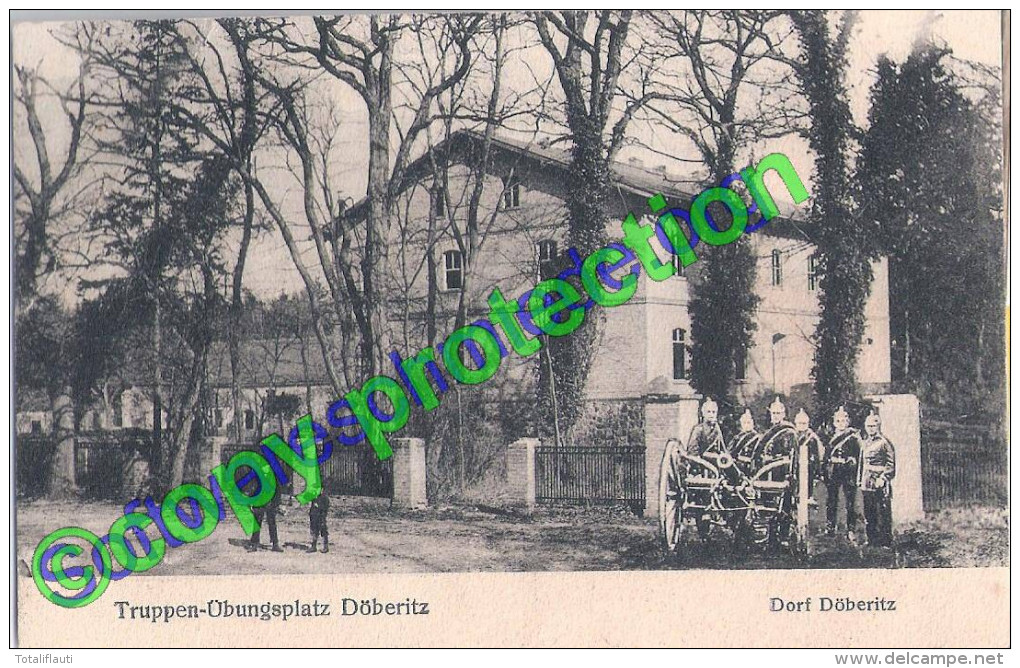 Truppen Übungsplatz DÖBERITZ Dorf Nahe Potsdam Kanone Pickelhaube Soldaten 4.5.1915 Gelaufen Als Feldpost - Dallgow-Doeberitz