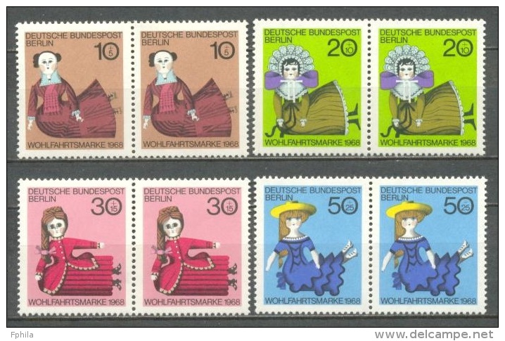 1968 GERMANY BERLIN PUPPETS MICHEL: 322-325 PAIRS MNH ** - Marionnettes