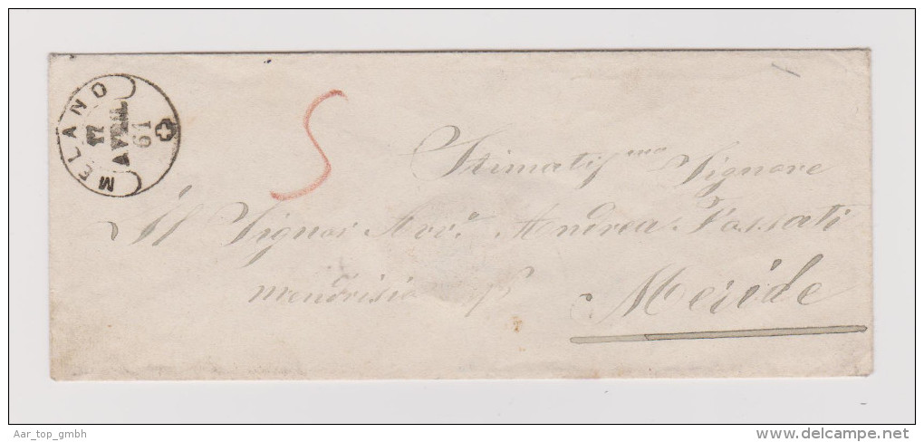 Heimat TI Melano 1861-04-17 Fingerhut-O Brief O.Marke Nach Meride - 1843-1852 Timbres Cantonaux Et  Fédéraux