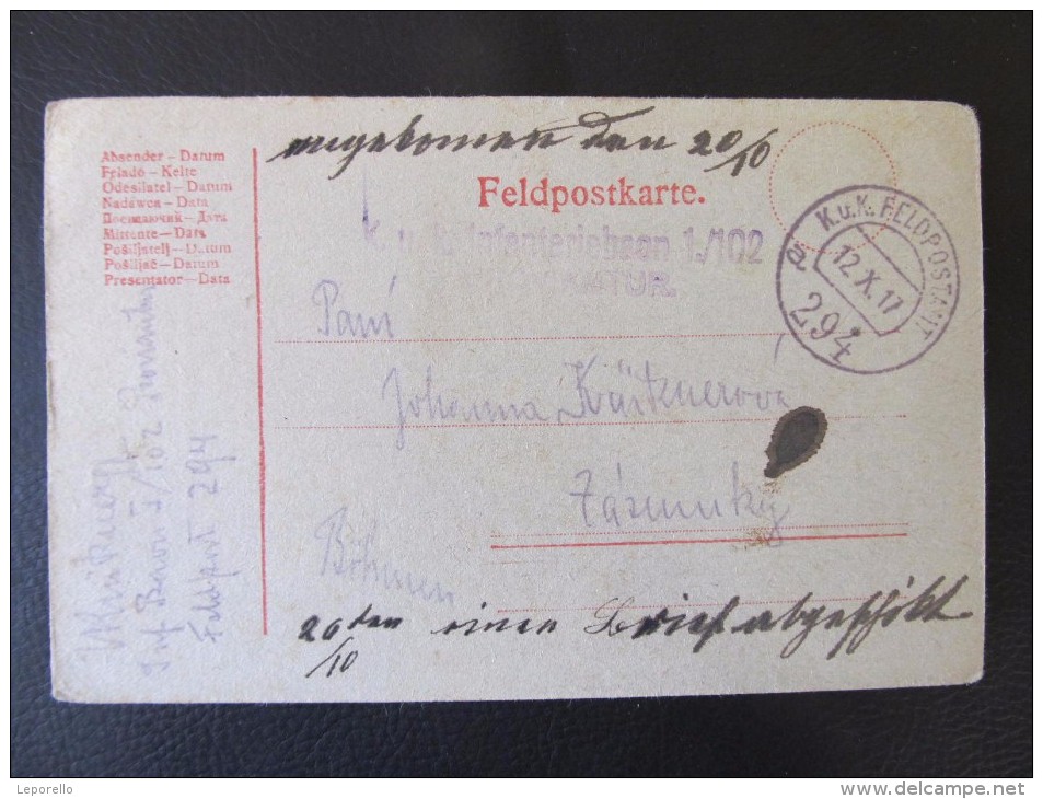 GANZSACHE Korrespondenzkarte K.u.k.Feldpostamt Nr.294 /// D*19020 - Briefe U. Dokumente