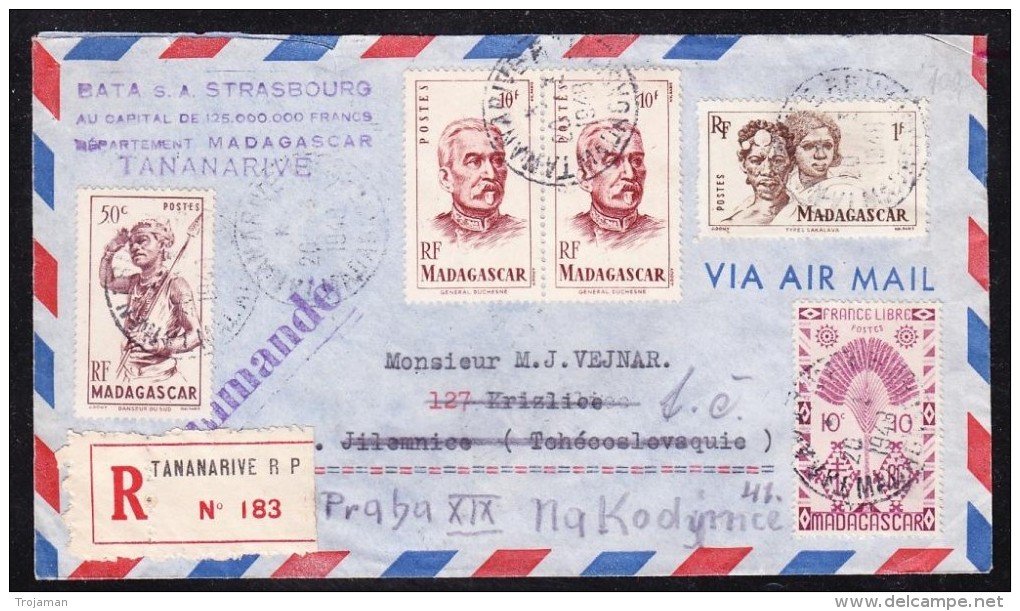 EXTRA8-65 R-LETTER FROM MADAGASKAR TO PRAGUE. - Lettres & Documents