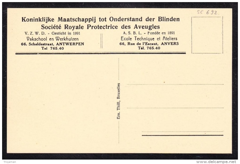 EXTRA8-69 BELGIUM POST CARD "PROTECTRICE DES AVEUGLES" - Europe