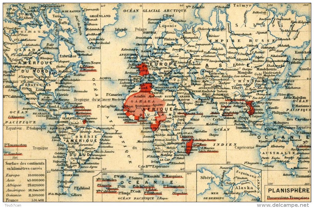 PLANISPHERE - PEU COURANTE CPA DE 1923. - Carte Geografiche