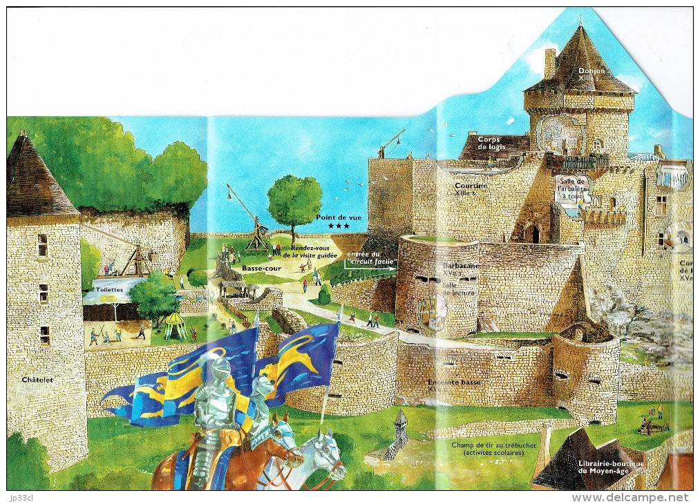 Ancien Dépliant Sur Le Musée De La Guerre Au Moyen âge, Château De Castelnaud, Dordogne, France - Toeristische Brochures