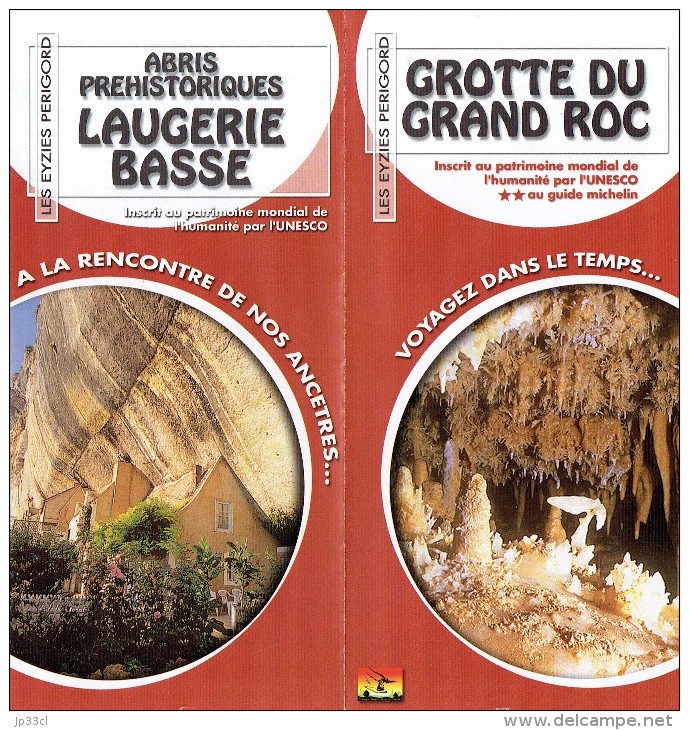 Ancien Dépliant Sur Les  Abris Préhistoriques De Laugerie Basse Et La Grotte Du Grand Roc Les Eyzies De Tayac (Périgord) - Reiseprospekte