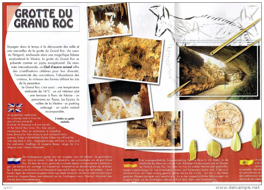 Ancien Dépliant Sur Les  Abris Préhistoriques De Laugerie Basse Et La Grotte Du Grand Roc Les Eyzies De Tayac (Périgord) - Toeristische Brochures