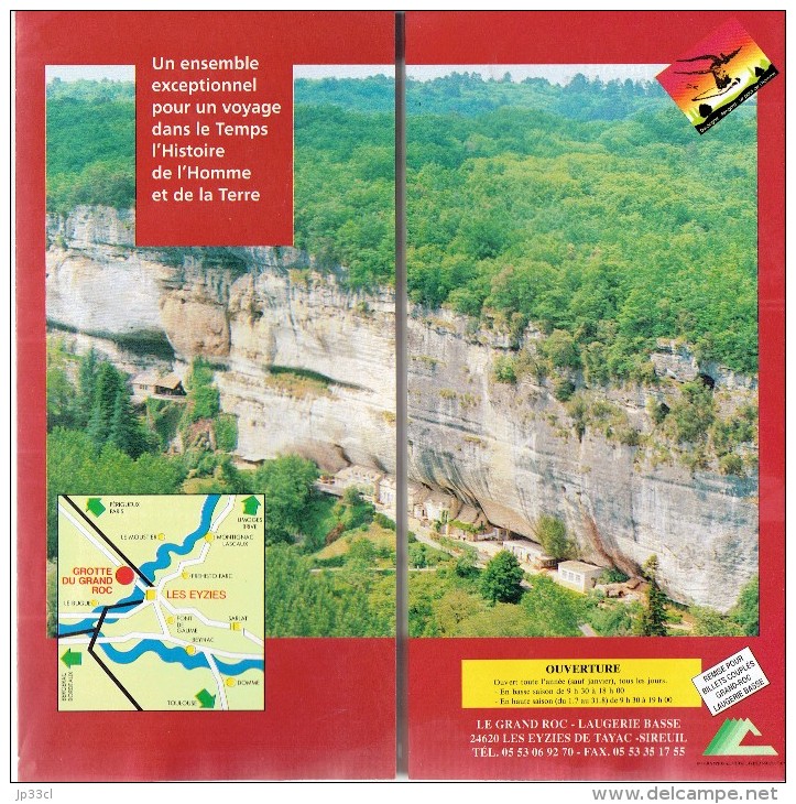 Ancien Dépliant Sur Les Abris Préhistoriques De Laugerie Basse Et La Grotte De Grand Roc Les Eyzies De Tayac (Périgord) - Dépliants Touristiques