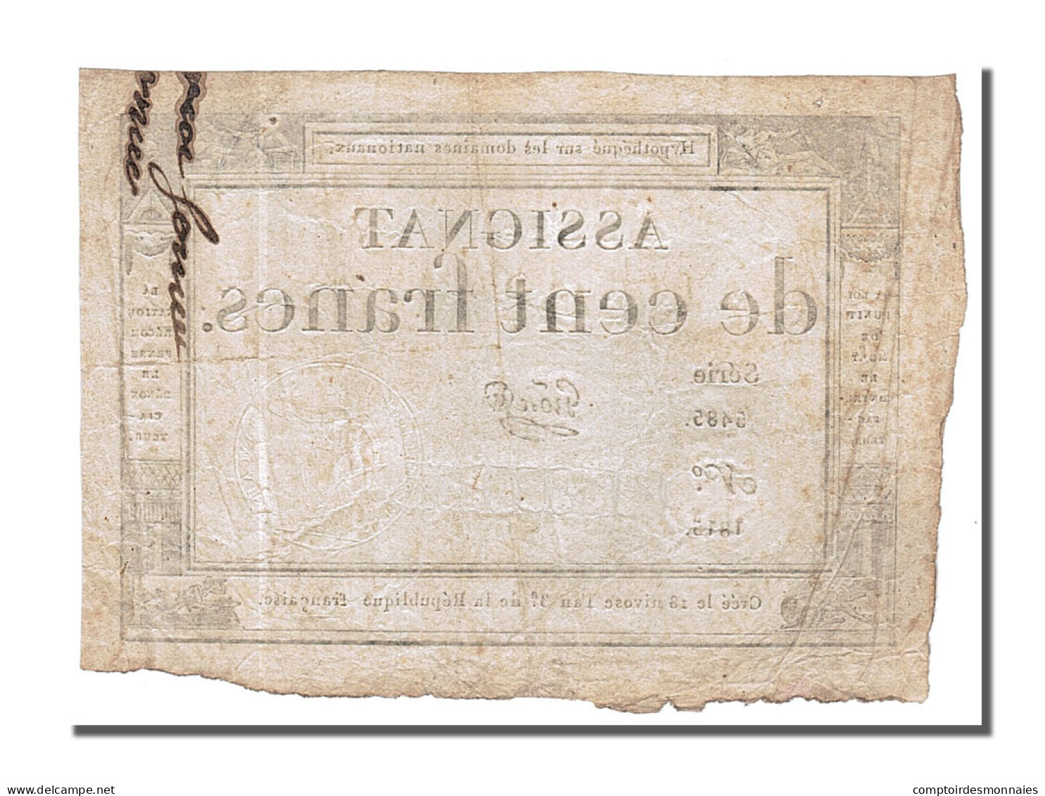 Billet, France, 100 Francs, 1795, Gros, TTB, KM:A78, Lafaurie:173 - Assignats