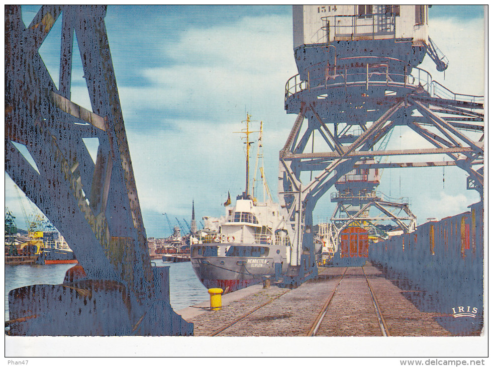 ROUEN (76-Seine Mar.) Le Port, Cargo à Quai, Grue Roulante, Ed. IRIS CAP 1980 Environ - Rouen