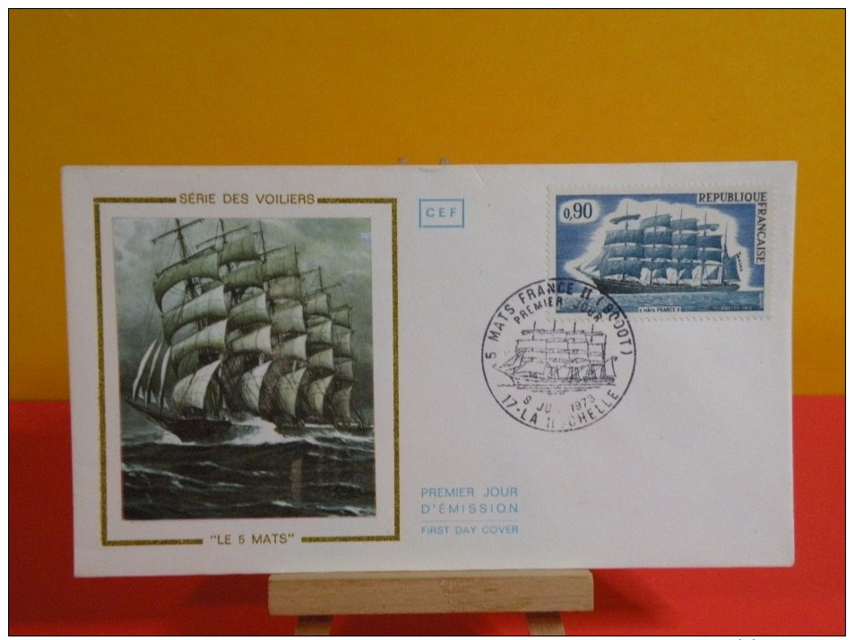 FDC- Série Des Voiliers, Le 5 Mats - La Rochelle - 9.6.1973 - 1er Jour, - 1970-1979