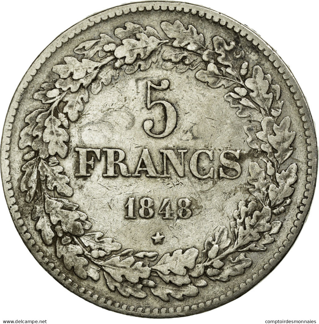 Monnaie, Belgique, Leopold I, 5 Francs, 5 Frank, 1848, TTB, Argent, KM:3.2 - 5 Francs