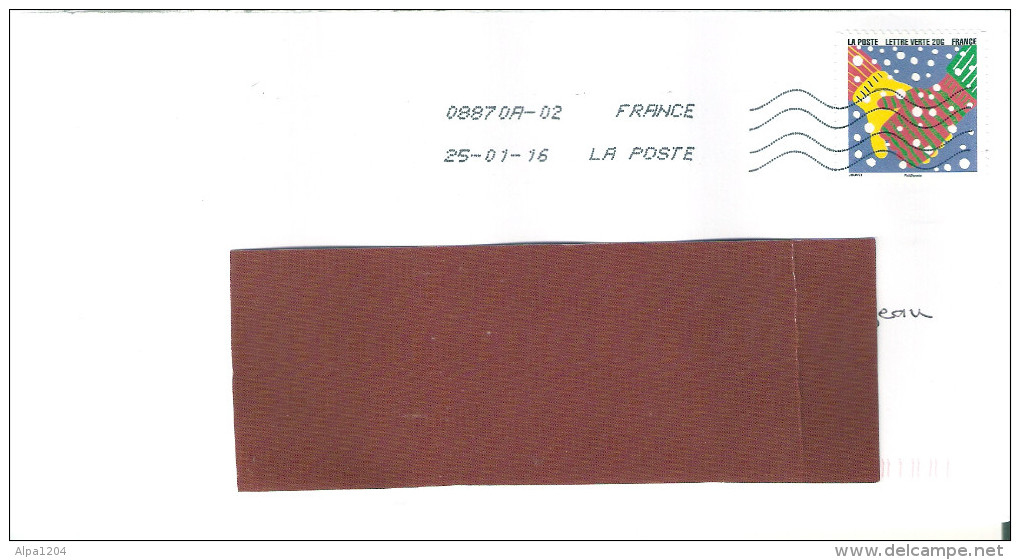 ENVELOPPE   AVEC   TIMBRE LETTRE VERTE "BONNE ANNEE 2016"  ANNEE 2015 OBLITERE - Covers & Documents