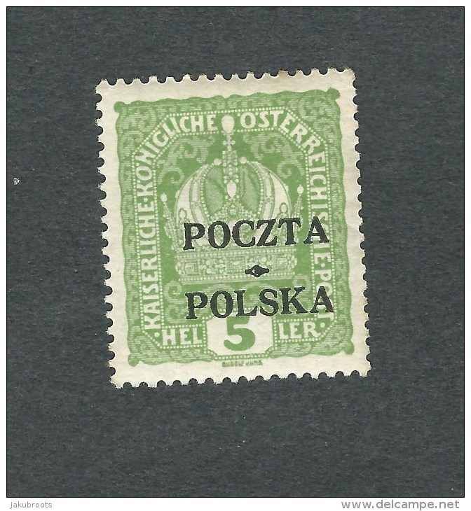 1919. AUSTRIAN  STAMP 5 H.  Optd  POCZTA  POLSKA  At  CRACOW   ( CROWN  ) UNUSED. - Ungebraucht