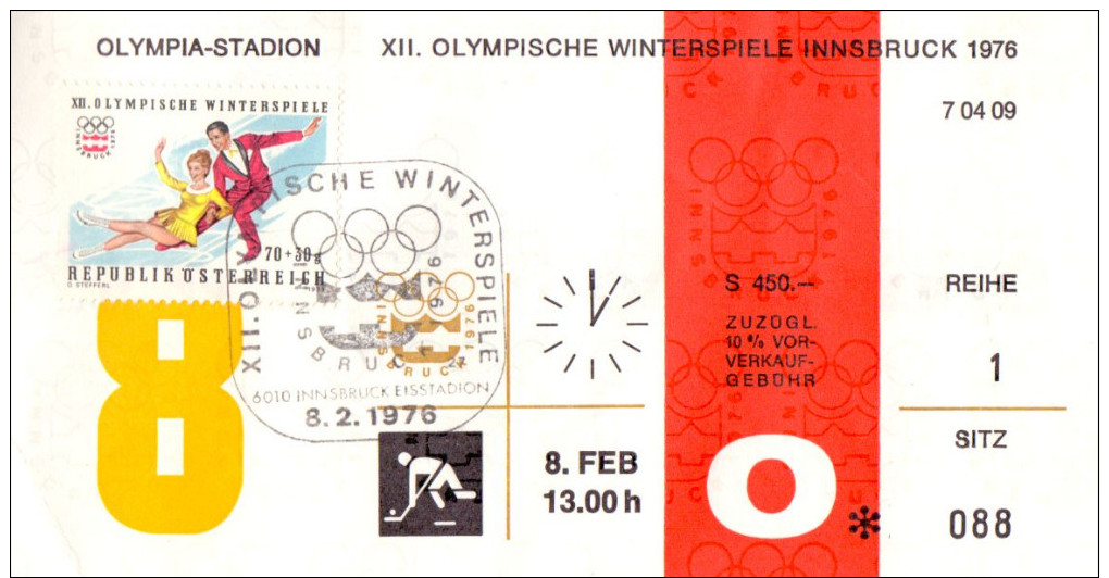 Olympiade Innsbruck 1976 Original Eintittskarte Eishockey 08.02.1976 - Ansehen!! - Tickets - Vouchers