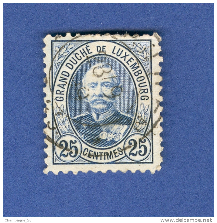 LUXEMBOURG 1891 / 93 N° 62 GRAND DUC ADOLPHE 1 ER OBLITÉRÉ DOS CHARNIÈRE - 1891 Adolphe De Face
