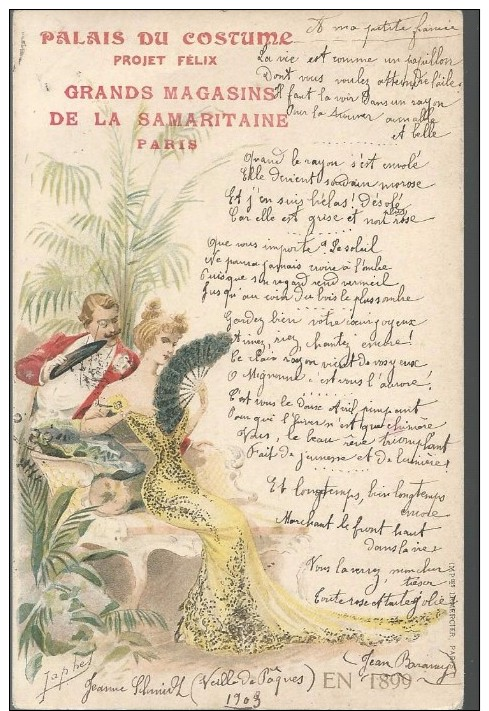 CPA - PUBLICITE - PALAIS DU COSTULE - 1899 - AVEC UN POEME DE JEAN BARANEY - Publicidad