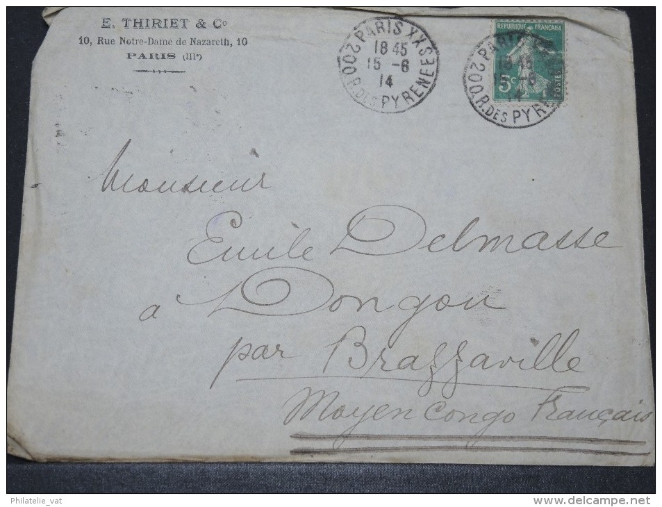 CONGO FRANCAIS - Env Pour Dongou - Lettre D´archive - Pas Courant - A Voir - Juin 1914 - P16144 - Cartas & Documentos