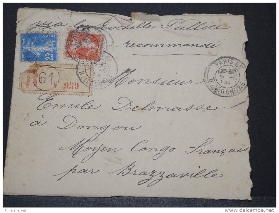 CONGO FRANCAIS - Env Recommandée Pour Dongou Par La Rochelle - Pas Courant - A Voir - Juin 1914 - P16145 - Lettres & Documents