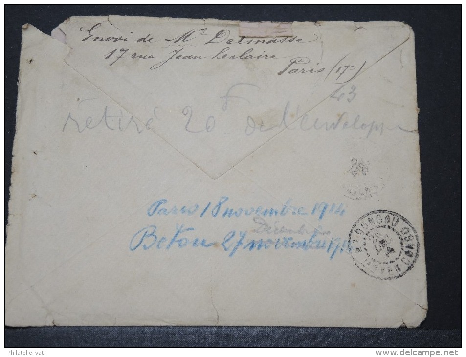CONGO FRANCAIS - Env Recommandée AR (rare) Pour Dongou Par Bordeaux - Pas Courant - A Voir - Nov 1914 - P16146 - Covers & Documents