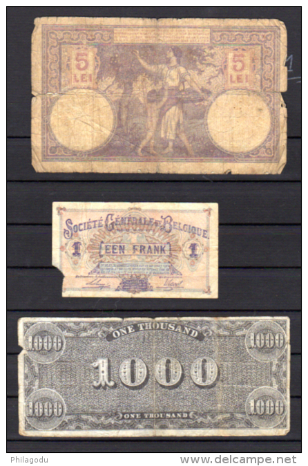 lot de billets de banque, allemands, français, belges, etc