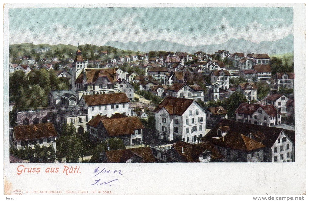 Suisse Gruss Aus Rüti 1902 - Rüti