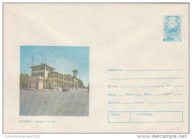 36409- GIURGIU- RIVER STATION, CAR, COVER STATIONERY, 1981, ROMANIA - Entiers Postaux