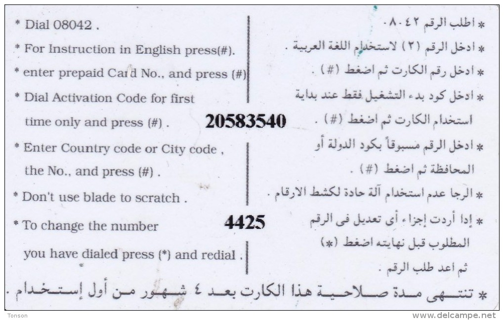 Egypt, EGY-RTE13A, Globe No Horus OLD LOGO (rev. 2), 2 Scans. - Egypt