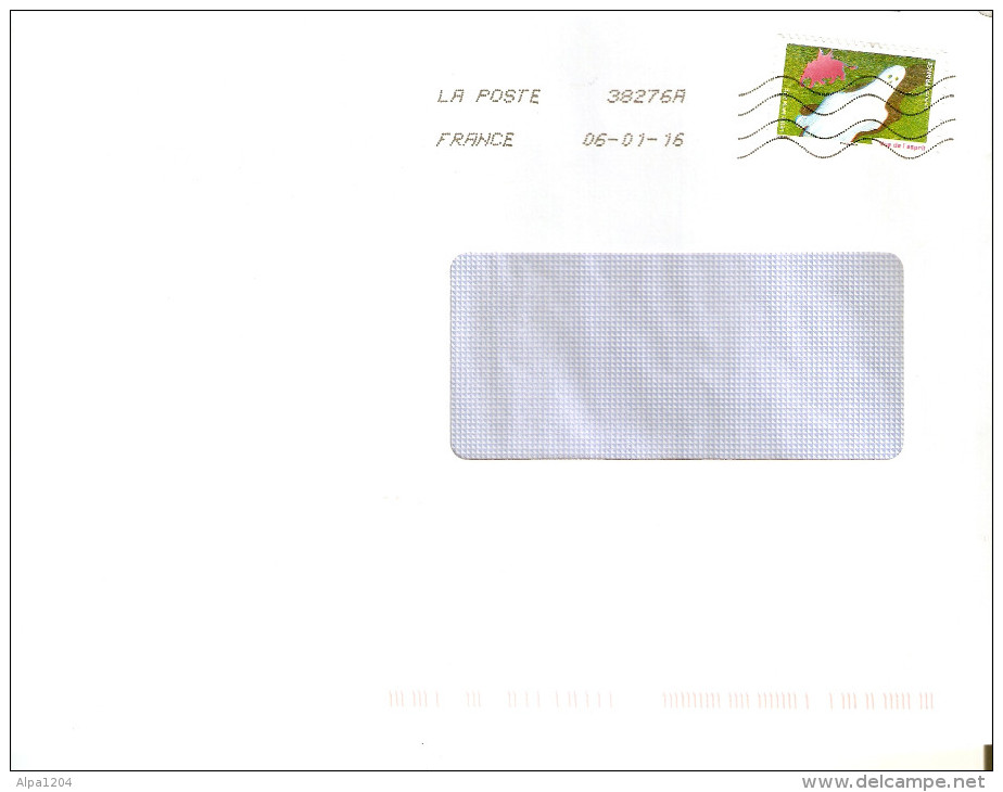 ENVELOPPE MOYEN FORMAT  AVEC TIMBRE LETTRE VERTE FRANCE  ANNEE 2015 "LA VUE"  OBLITERE - Covers & Documents