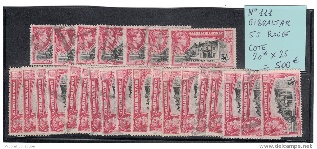 Gibraltar - LOT Timbre N° 112 (111 ?) En 25 EXEMPLAIRES = Cote 20€ X 25 = 500€ ! (faciale 5d Government House) - Gibraltar