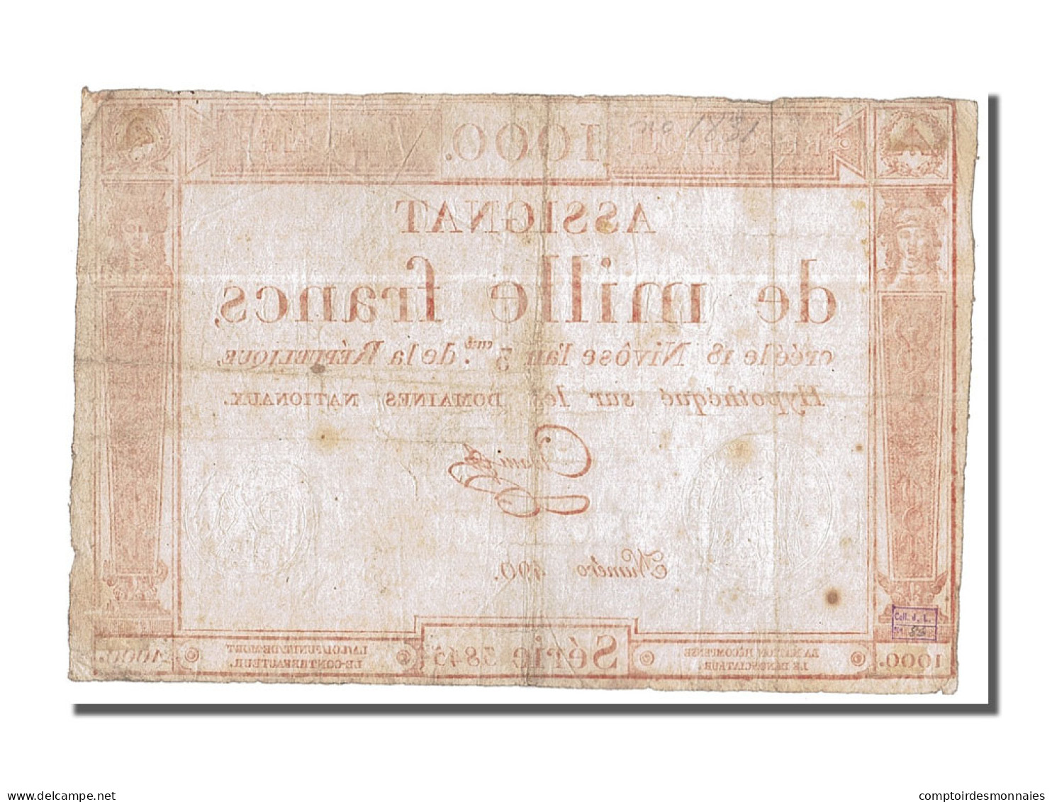 Billet, France, 1000 Francs, 1795, Adam, TTB, KM:A80, Lafaurie:175 - Assignats