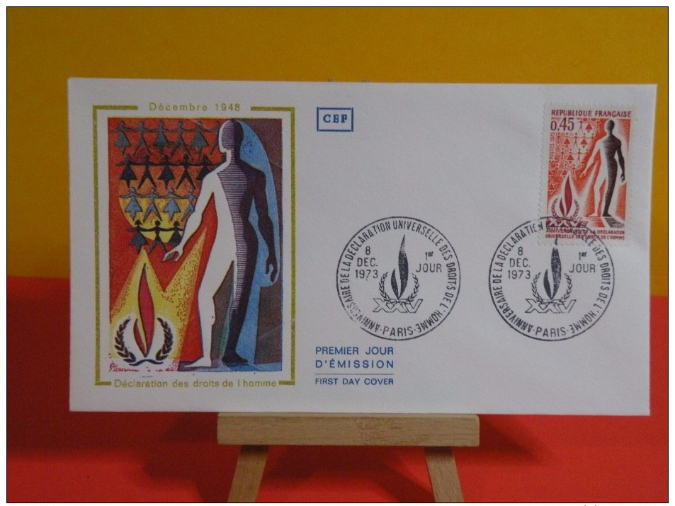 FDC- Déclaration Des Droits De L'homme - Paris - 8.12.1973 - 1er Jour, - 1970-1979