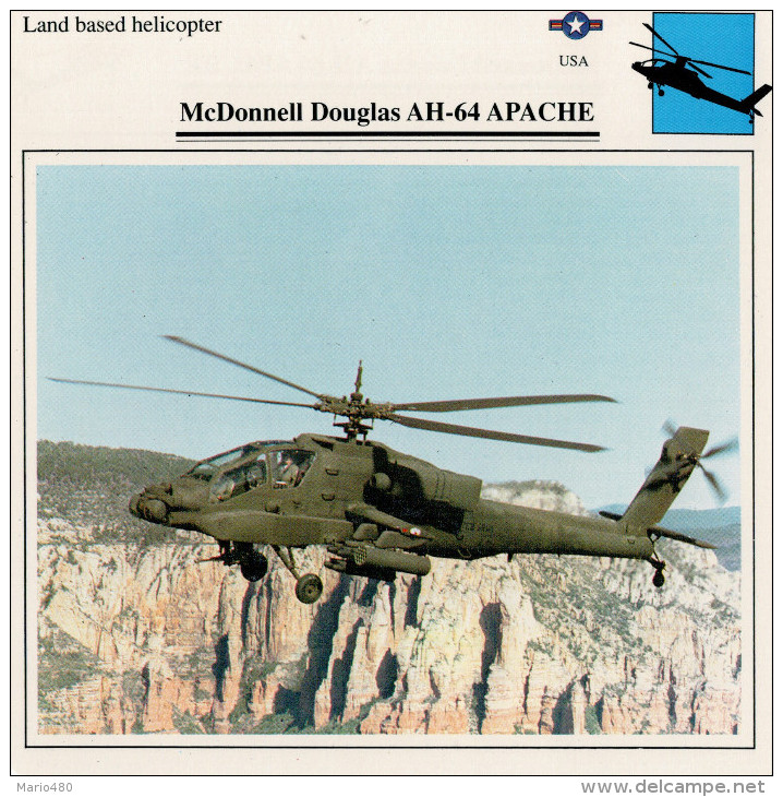 McDONNELL DOUGLAS AH-64 APACHE    2  SCAN    (NUOVO CON DESCRIZIONE TECNICA SUL RETRO) - Elicotteri