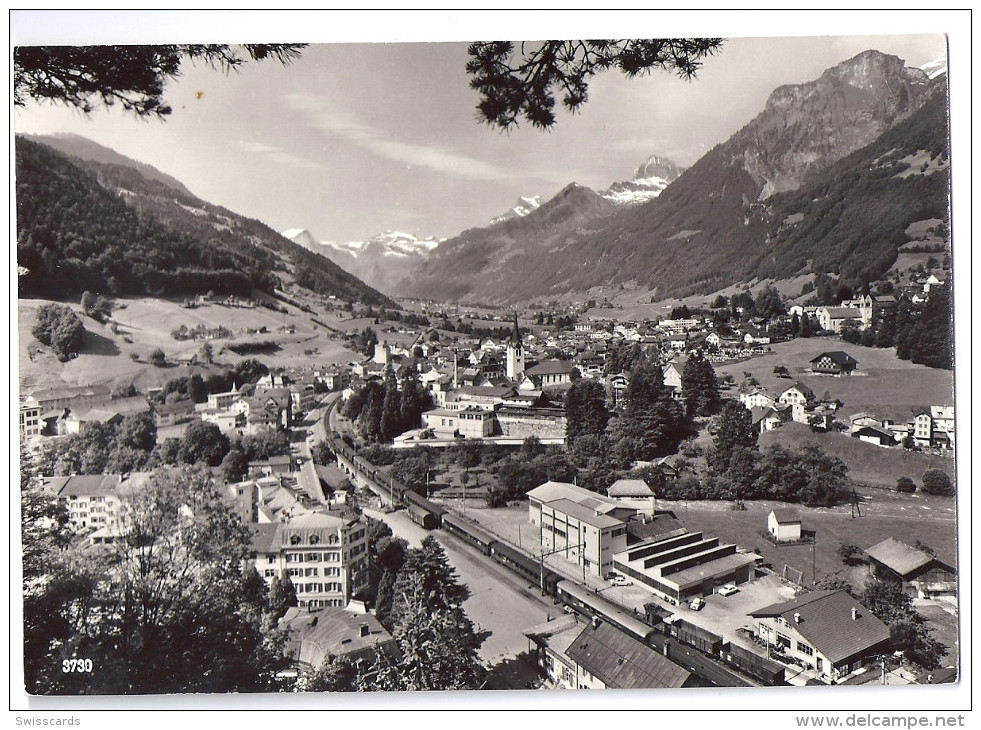 SCHWANDEN: Fliegeraufnahme Mit Bahnhof, Zug SBB ~1960 - Schwanden