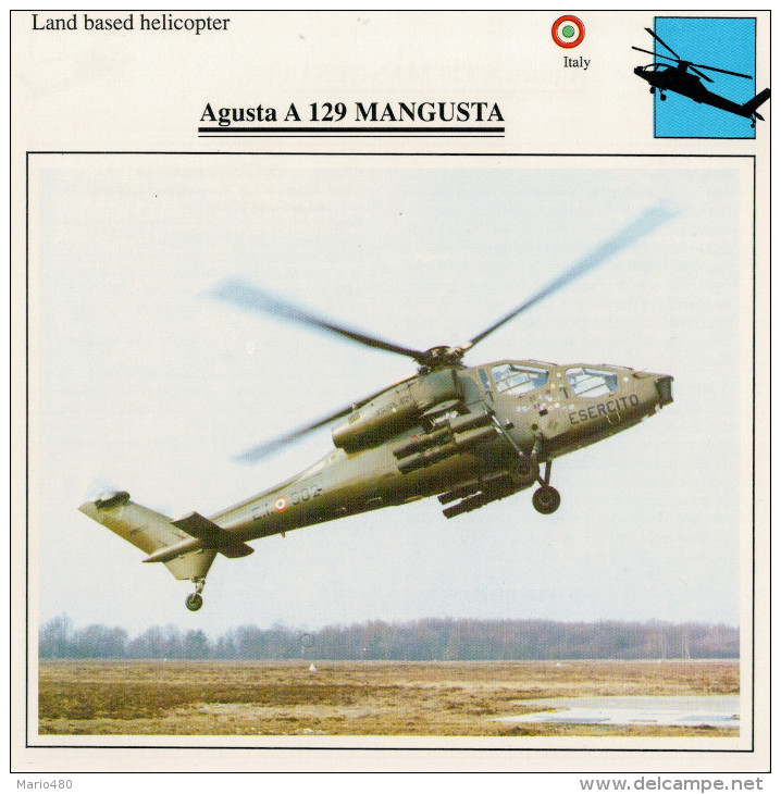 AUGUSTA A 129  MANGUSTA    2  SCAN    (NUOVO CON DESCRIZIONE TECNICA SUL RETRO) - Helikopters