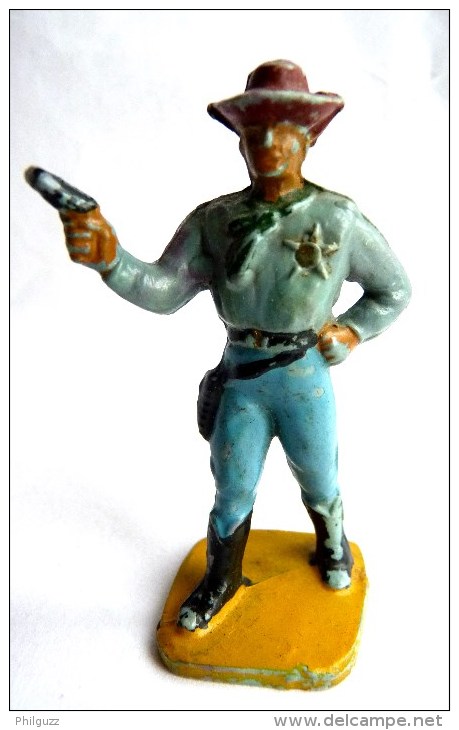 Figurine Guilbert COWBOY SHERIFF Chemise Bleue 60's Pas Starlux Clairet Cyrnos, - Starlux