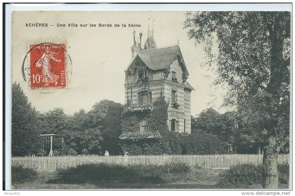 Achères-Une Villa Sur Les Bords De La Seine-(CPA) - Acheres