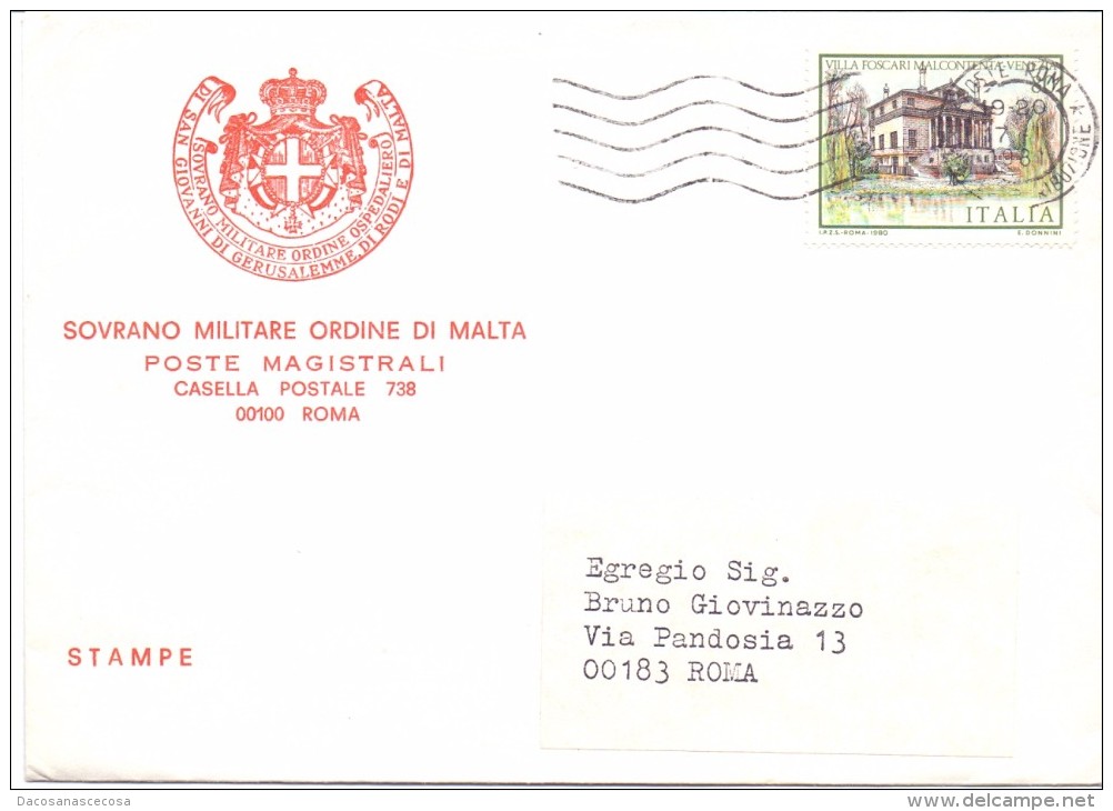 SOVRANO MILITARE ORDINE DI MALTA - ROMA - 11X16 - STAMPE - ANNO 1981 - TEMA TOPIC COMUNI D'ITALIA - STORIA POSTALE - Macchine Per Obliterare (EMA)