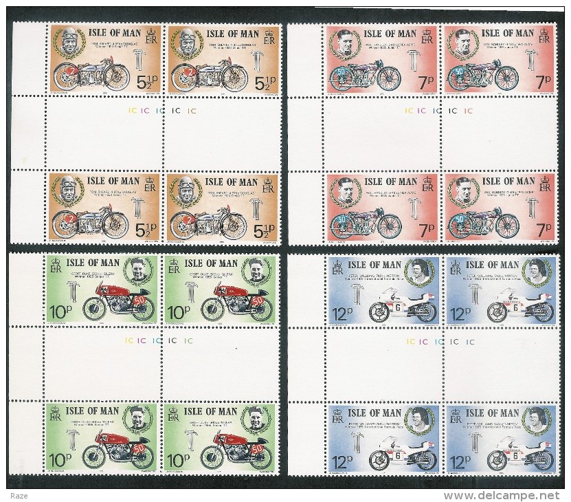 ISLE OF MAN 1975 TT RACES Gutter Pr. Cyl. Blks SG63/6 Unmounted Mint. MNH - Isle Of Man