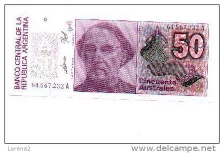 6-496. Billete Argentina. 50 Australes, Plancha - Angola