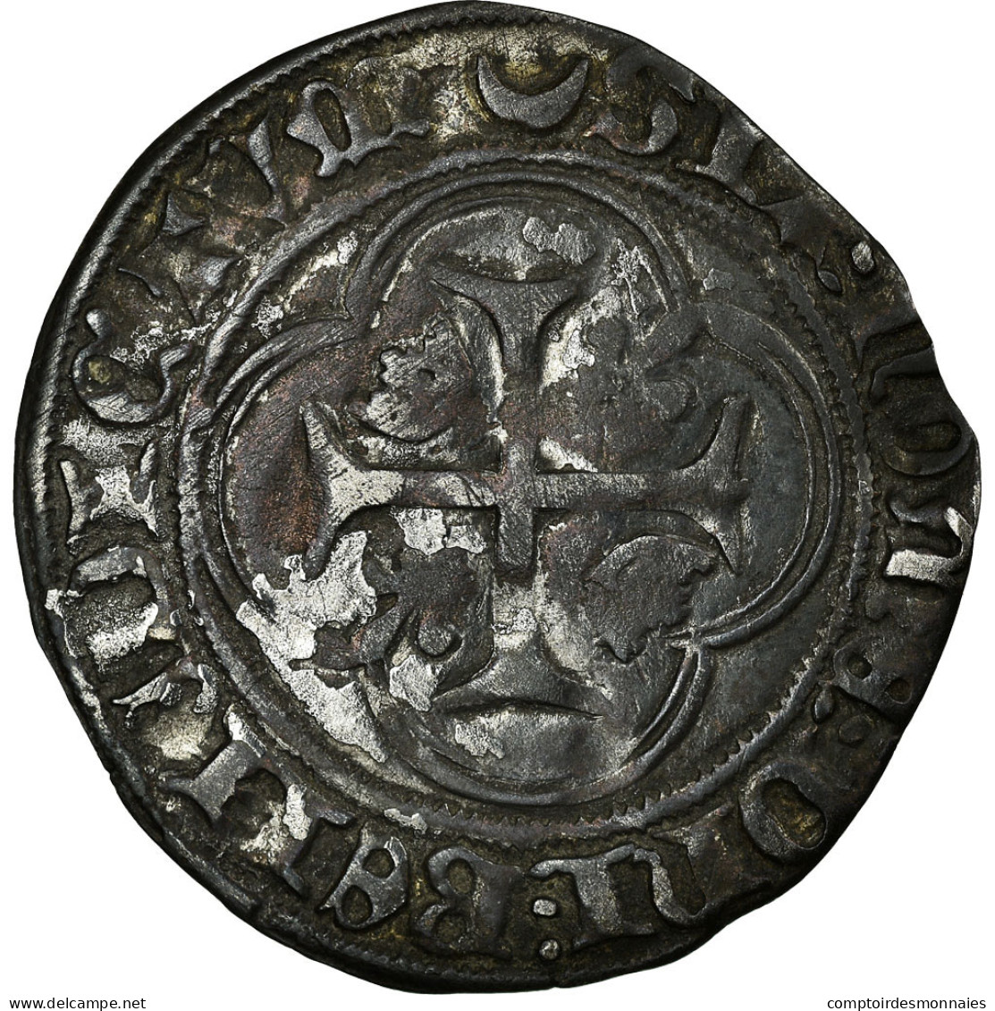 Monnaie, France, Blanc à La Couronne, Châlons-Sur-Marne, TB+, Argent - 1422-1461 Charles VII Le Victorieux