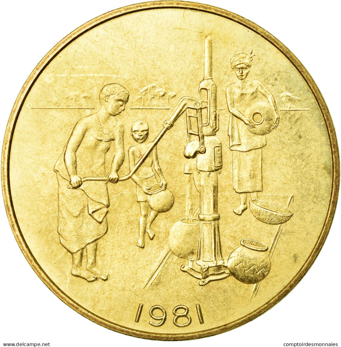 Monnaie, West African States, 10 Francs, 1981, FDC, Laiton, KM:E12 - Autres – Afrique
