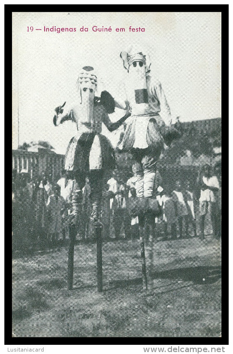 GUINÉ -BISSAU- ROMARIAS  - Indigenas Da Guiné Em Festa ( Nº 19)  Carte Postale - Guinea-Bissau